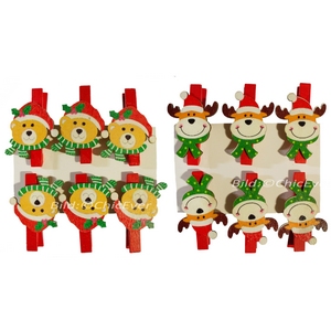 12 Klammern Holz Elche Bären Christbaumschmuck Weihnachten Weihnachtsbaum Deko